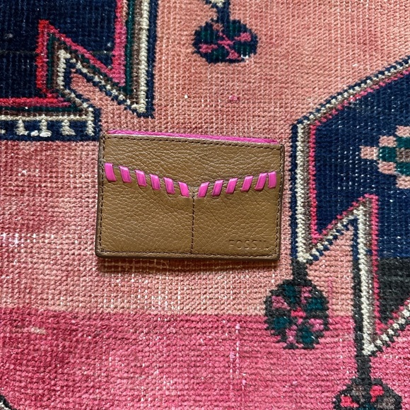 Fossil | Brown and Pink Leather Card Holder - Picture 2 of 4